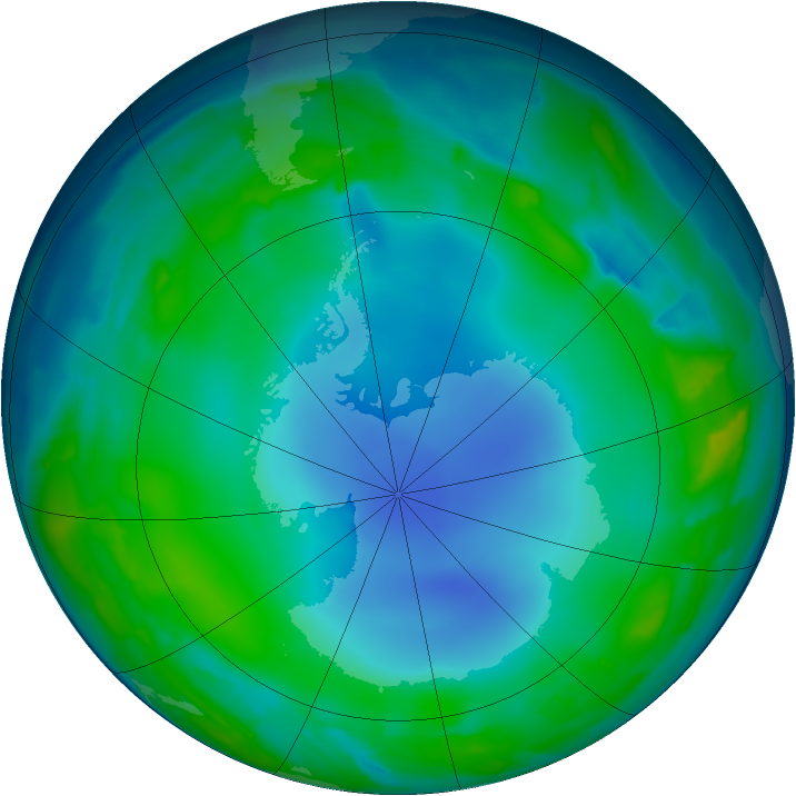Antarctic ozone map for 16 June 2013